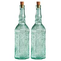 Bormioli Rocco Decoratie fles met kurk - 2x - 720 ml - H30 cm - glas - deco flessen