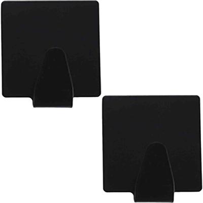 Excellent houseware ophang haakjes - zelfklevend - vierkant - zwart - 8x stuks - rvs