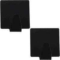 Excellent houseware ophang haakjes - zelfklevend - vierkant - zwart - 8x stuks - rvs