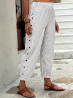 Cotton Casual Buttoned Loose Pants