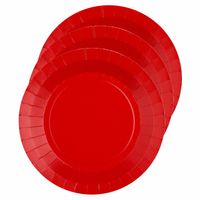 Santex feest gebak/taart bordjes - rood - 10x stuks - karton - D17 cm - Feestbordjes - thumbnail