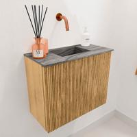Toiletmeubel Mondiaz Joya Dlux | 50 cm | Meubelkleur Oak | Faye wastafel Sombra Wasbak Midden | Zonder kraangat(en)