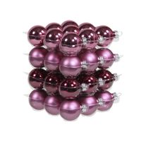 Kerstballen - 36x st - cherry roze - 4 cm - glas - mat/glans - kerstversiering