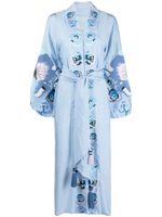 Yuliya Magdych robe-tunique à fleurs en jacquard - Bleu - thumbnail