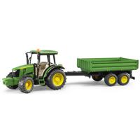 Bruder Tractor John Deere 5115M met Aanhanger - thumbnail