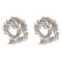 2x Witte kerst guirlandes met sneeuwlook 180 cm