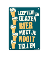 Tekstbord metaal Leeftijd en glazen bier