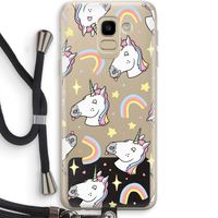 Rainbow Unicorn: Samsung Galaxy J6 (2018) Transparant Hoesje met koord