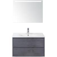 Dante Badmeubelset 80 cm - Beton Antraciet - Keramische Wastafel Wit Enjoy met Sence Spiegel