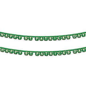 St. Patricks Day feestslinger - 2x - 205 x 11 cm - groen - van papier