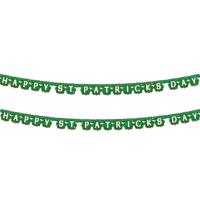 St. Patricks Day feestslinger - 2x - 205 x 11 cm - groen - van papier - thumbnail