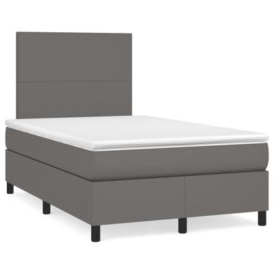 Boxspring met matras en LED kunstleer grijs 120x190 cm