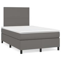 Boxspring met matras en LED kunstleer grijs 120x190 cm Boxspring met matras en LED kunstleer grijs 120x190 cm