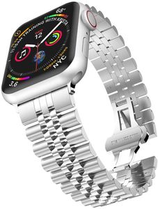 Bandje geschikt voor Apple Watch 42/44MM - Maat One Size - Vouw Sluiting - Horlogebandje - Polsband - Metaal - Zilver