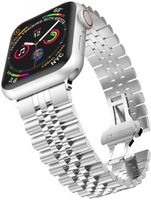 Bandje geschikt voor Apple Watch 42/44MM - Maat One Size - Vouw Sluiting - Horlogebandje - Polsband - Metaal - Zilver