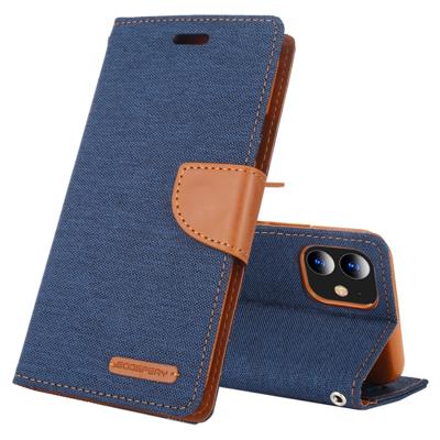 Voor iPhone 11 kwik GOOSPERY CANVAS dagboek canvas textuur horizontale Flip lederen draagtas met kaartsleuven & portemonnee & houder (Navy)