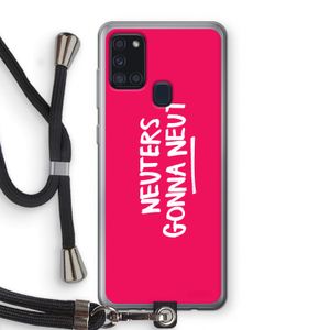Neuters (roze): Samsung Galaxy A21s Transparant Hoesje met koord