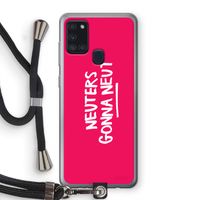 Neuters (roze): Samsung Galaxy A21s Transparant Hoesje met koord Neuters (roze): Samsung Galaxy A21s Transparant Hoesje met koord