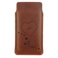 Leren telefoonhoesje met naam en/of tekst - L - thumbnail