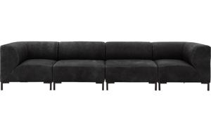Goossens Excellent Bank Marshall zwart, leer, 2 x 1,5-zits, urban industrieel