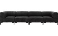 Goossens Excellent Bank Marshall zwart, leer, 2 x 1,5-zits, urban industrieel