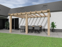 Aanbouw Veranda Douglas 3500mm diep - 200mm balken - fijn bezaagd