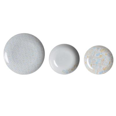 Serviesset DKD Home Decor Blauw Wit Roze Porselein 18 Onderdelen 27 x 27 x 3 cm (2 Stuks)