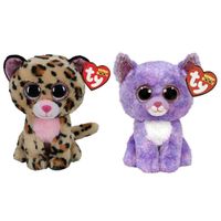 Ty - Knuffel - Beanie Boo's - Livvie Leopard & Cassidy Cat