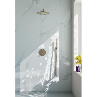 Fortifura Calvi Inbouw Regendoucheset - rond - thermostatisch - wandarm - 25cm hoofddouche - staaf handdouche - gladde slang - Geborsteld Messing PVD (Goud) SW728176/SW720555/SW720562/SW720569/SW720570/SW721