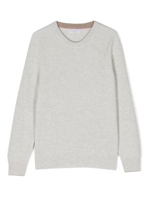 Brunello Cucinelli Kids pull nervuré en cachemire - Gris