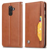 Knead huidtextuur horizontale Flip lederen draagtas voor Xiaomi Pocophone F1 met foto frame & houder & kaartsleuven & portemonnee (bruin)