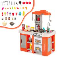 Kinderkeuken met 67 Accessoires Speelkeuken van Kunststof met Waterpompfunctie Licht en Geluid Stoom- en Kookeffecten (Oranje)
