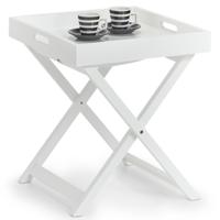 Zeller Bijzettafel - inklapbaar - wit - hout - 40 x 46,5 cm - afneembaar dienblad