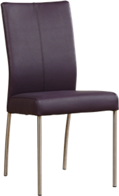 Paarse leren moderne eetkamerstoel Comfort - poot rond rvs - Toledo Leer Aubergine (paars leer)