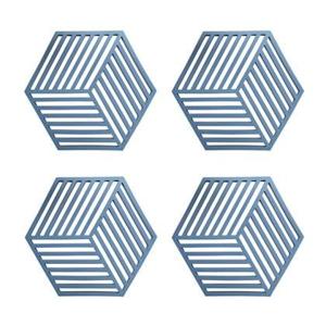 Krumble Pannenonderzetter Hexagon - Blauw - Set van 4