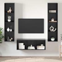 TV-kast set 3 pcs Zwart eiken 37 x 37 x 142.5 cm Bewerkt hout