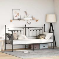 Bedframe voor een daybed met hoofdeinde Zwart 75 x 190 cm Staal