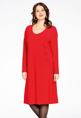 Yoek Jurk met ruches | Rood | Maat 50/52