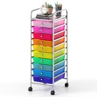 Rolwagen met 10 Laden Trolley met Verchroomd Metalen Frame en Afsluitbare Universele Wielen