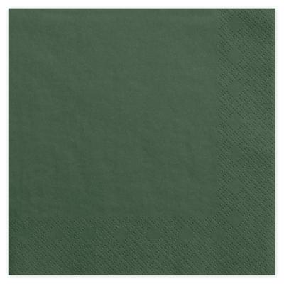 Partydeco Tafel servetten - 60x - papier - donker groen - 33 cm - diner/lunch/verjaardag