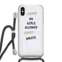 No Girls Allowed Unless: iPhone XS Transparant Hoesje met koord