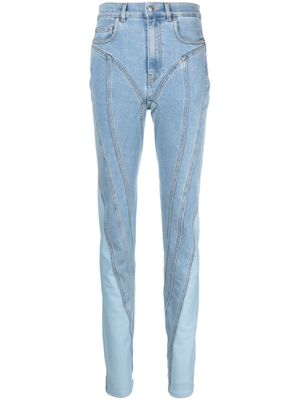 Mugler jean skinny Spiral à taille mi-haute - Bleu
