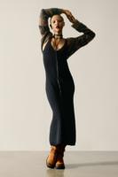 Gebreide jurk met lange mouwen - BLACK - S