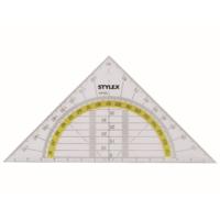 Geodriehoek Stylex met liniaal en gradenboog - kunststof - 14 x 9 cm   -