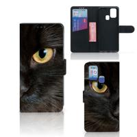 Samsung Galaxy M31 | Telefoonhoesje | Met pasjeshouder | Zwarte Kat