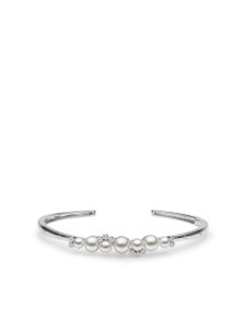 Yoko London bague en or blanc 18ct sertie de diamants et de perles Akoya - Argent