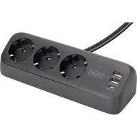 Digitus DA-70625 Bureaustekkerdoos Zwart Randaarde stekker 1 stuk(s)