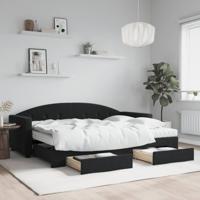 Slaapbank met onderschuifbed en lades 80x200 cm fluweel zwart