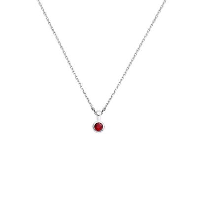 Collier Zilver 925 Gerhodineerd met Granaat Geboortesteen Januari 41+4cm