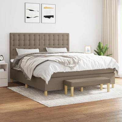 Boxspring met matras stof taupe 180x200 cm